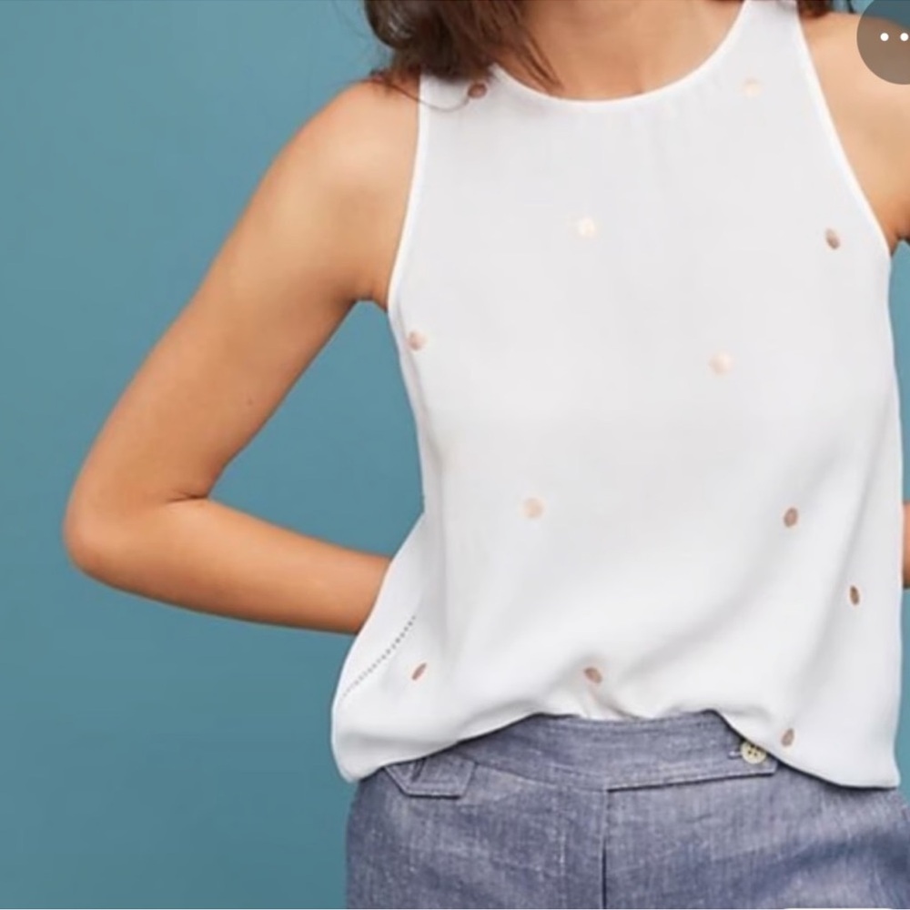 Cloth and Stone Gold Polka Dot Sleeveless Blouse Women’s Petite Small